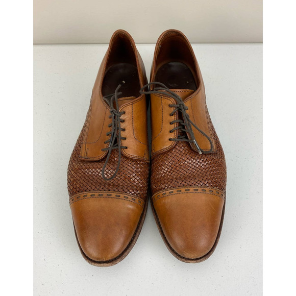 Men Allen Edmonds USA New Orleans leather woven cap toe dress shoes, 10 B - Picture 5 of 9